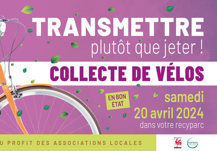 Grande collecte de vélos samedi 20 avril dans tous les recyparcs de Wallonie